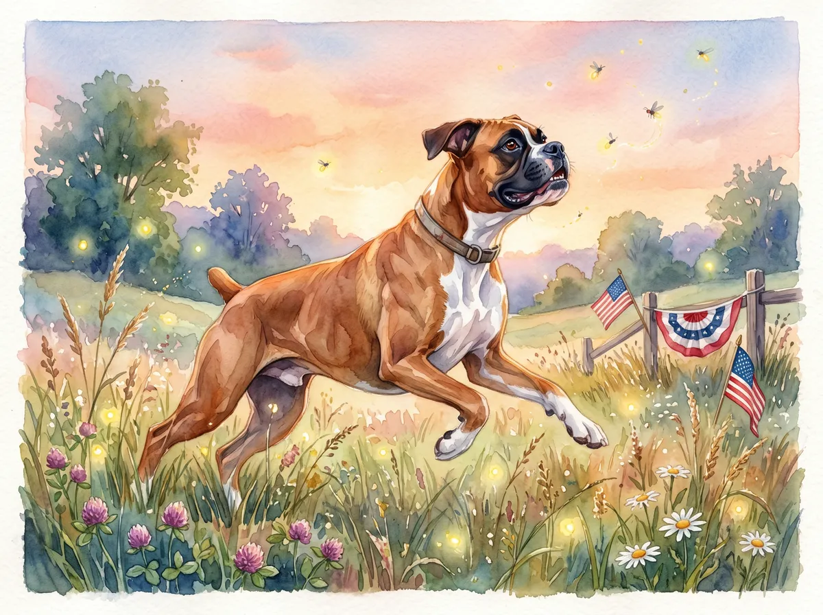 Boxer watercolor calendar month 7